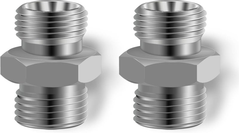 joytrace 2pcs M18 to M18 Carbon Stee Fittings Adapters for Mini Excavator Adapting, Reducing Or Enlarging Connect Such Air Pipe, Fuel Pipe, Water Pipe, Etc Full Port Straight Pipe Fitting Connector - Image 1